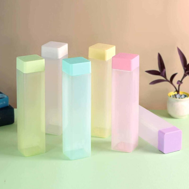 12552 Large Capacity Plastic Water Bottle | Set of 6 | Office Bottle | Gym Bottle | Home | Kitchen | Leakproof and BPA Free Drinks Bottle | Square Water Drink Juice Bottle...