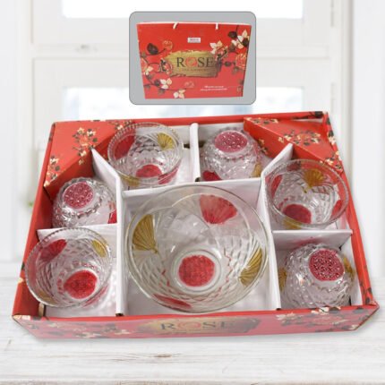 8234 Rose glass Multipurpose Pudding / Dessert / Ice Cream Bowl Set for Home use, Home & Kitchen Serving Bowl for Sundae, Sweets, Snacks, Fruit, Pudding, Nuts or Dip, Serving...