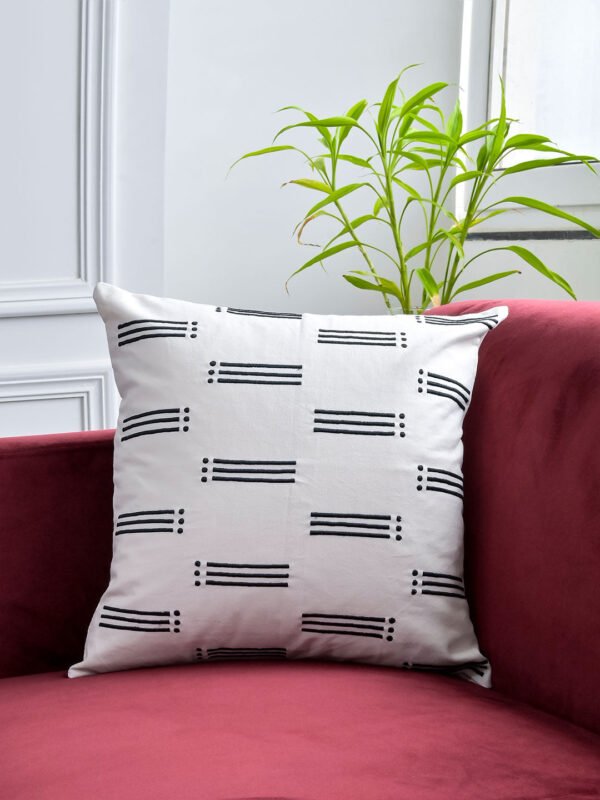 Abstract Print Embroidered Cushion Cover