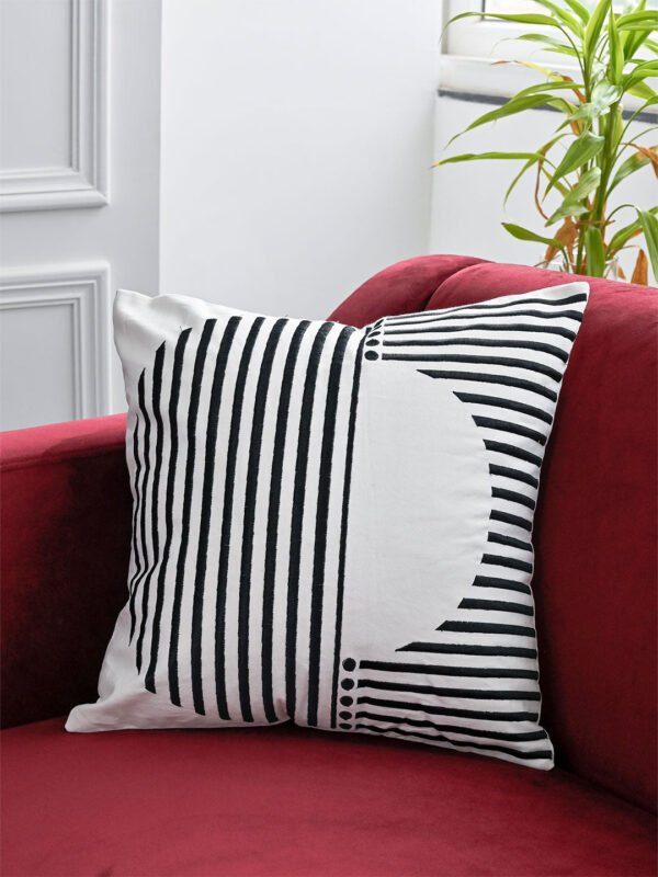 Abstract Print Embroidered Cushion Cover