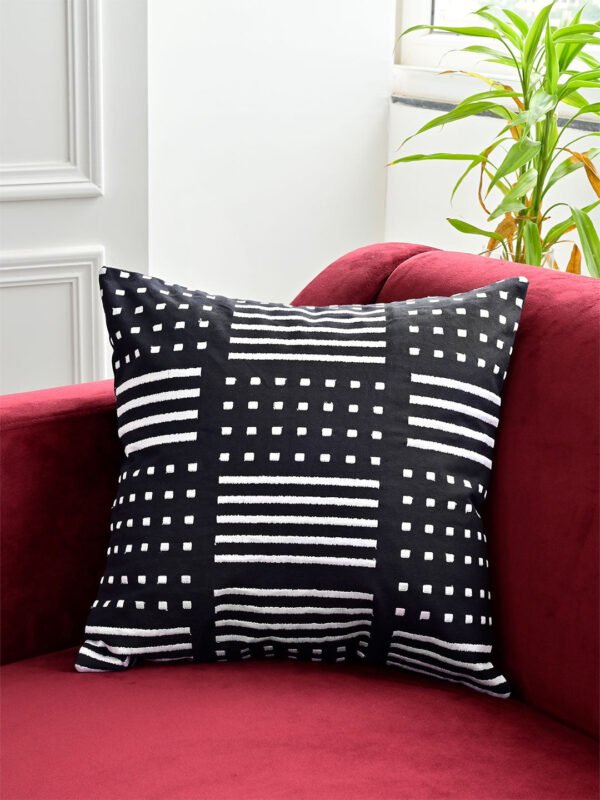 Abstract Print Embroidered Cushion Cover