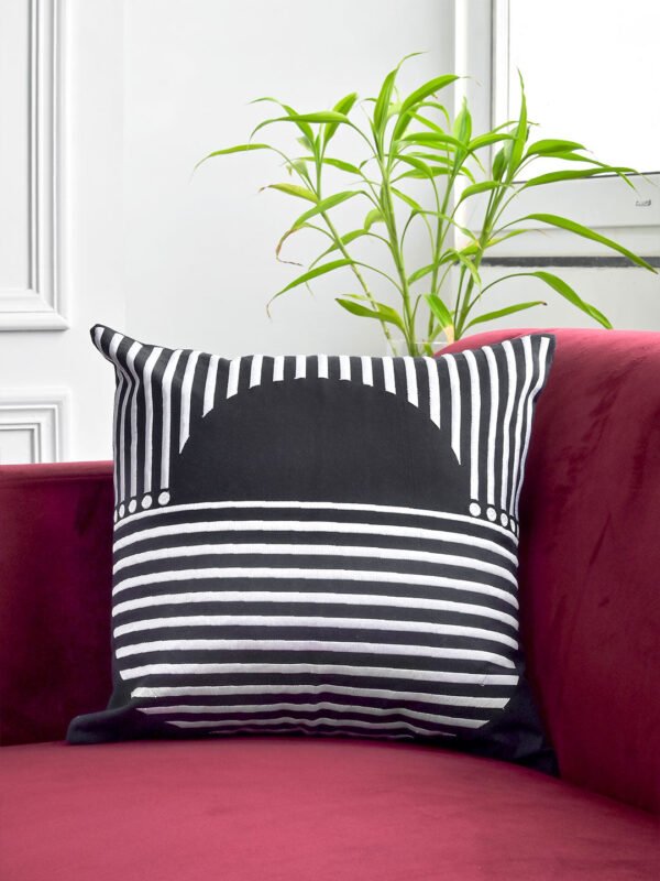Abstract Print Embroidered Cushion Cover