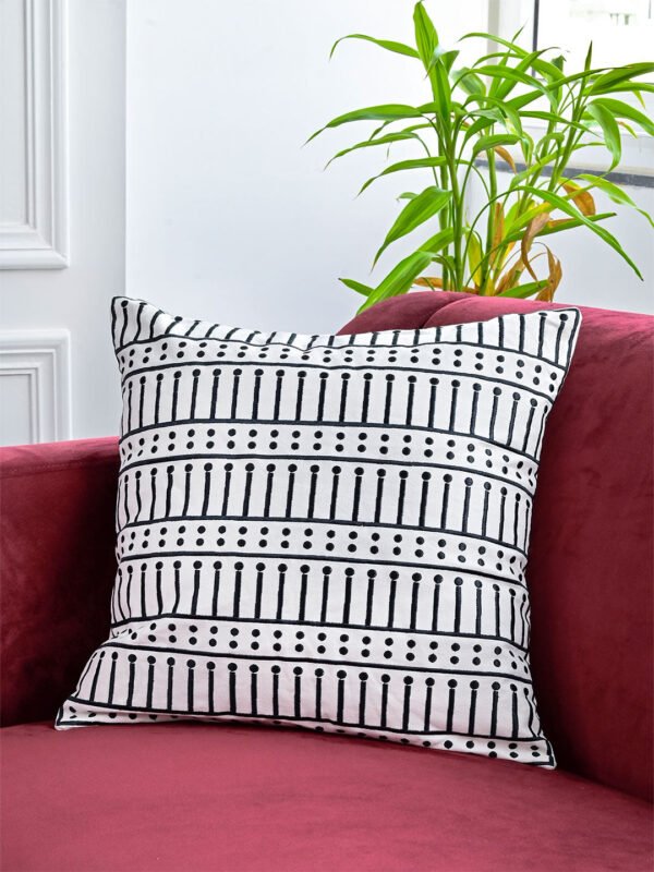 Abstract Print Embroidered Cushion Cover