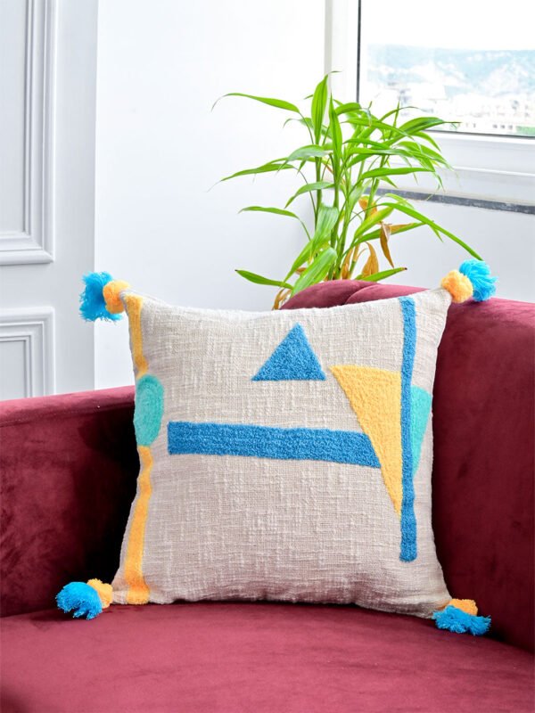 Abstract Print Embroidered Cushion Cover