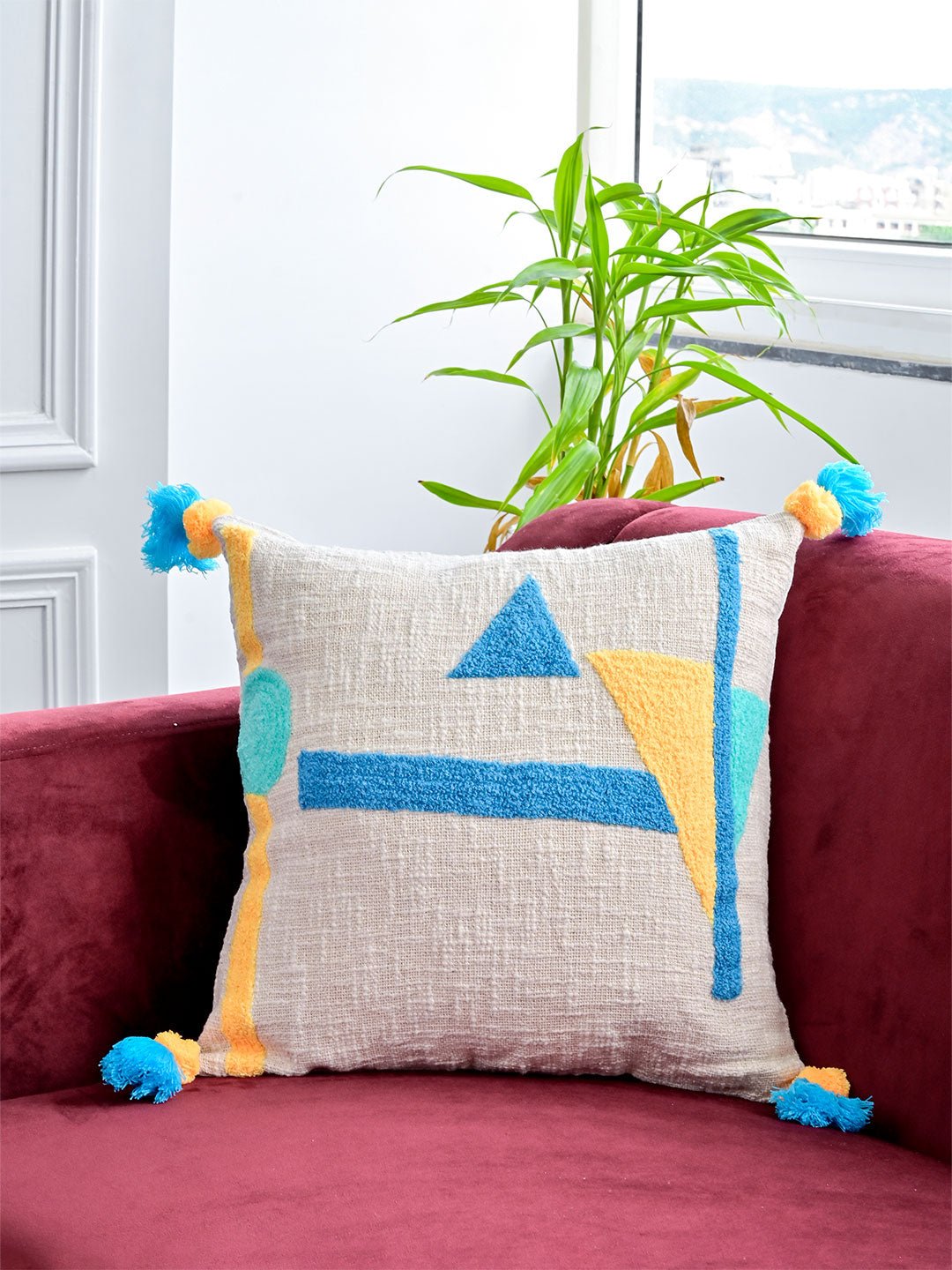 Abstract Print Embroidered Cushion Cover Abstract Print Embroidered Cushion Cover