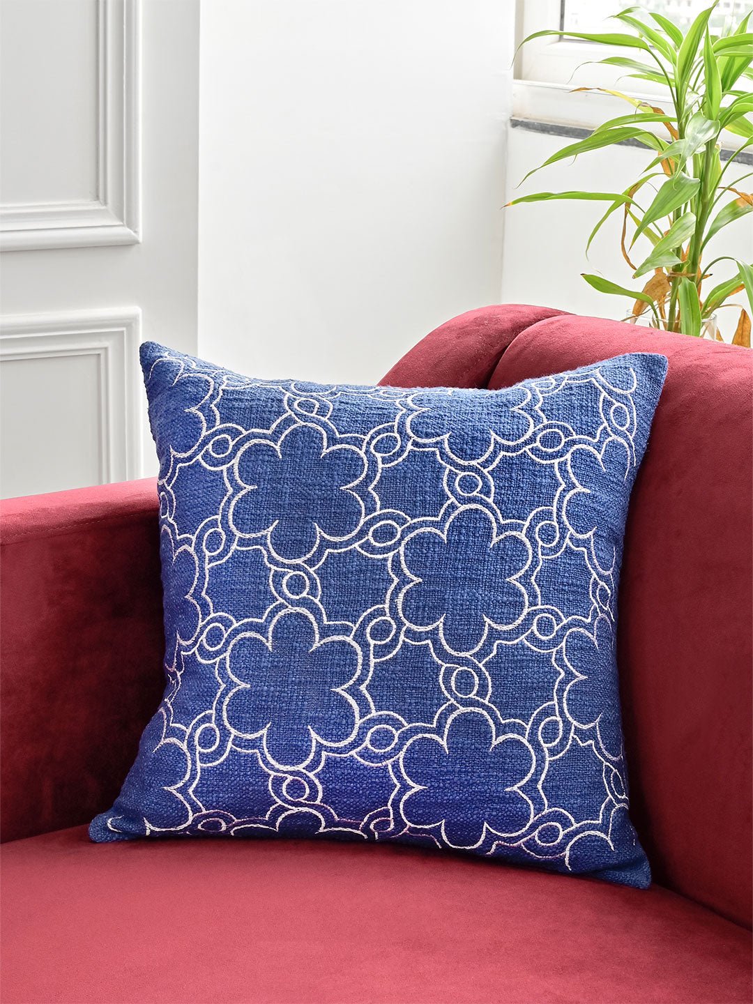 Floral Embroidered Cushion Cover Floral Embroidered Cushion Cover