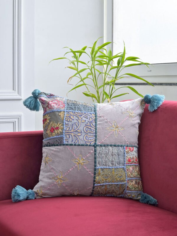 Floral Embroidered Cushion Cover