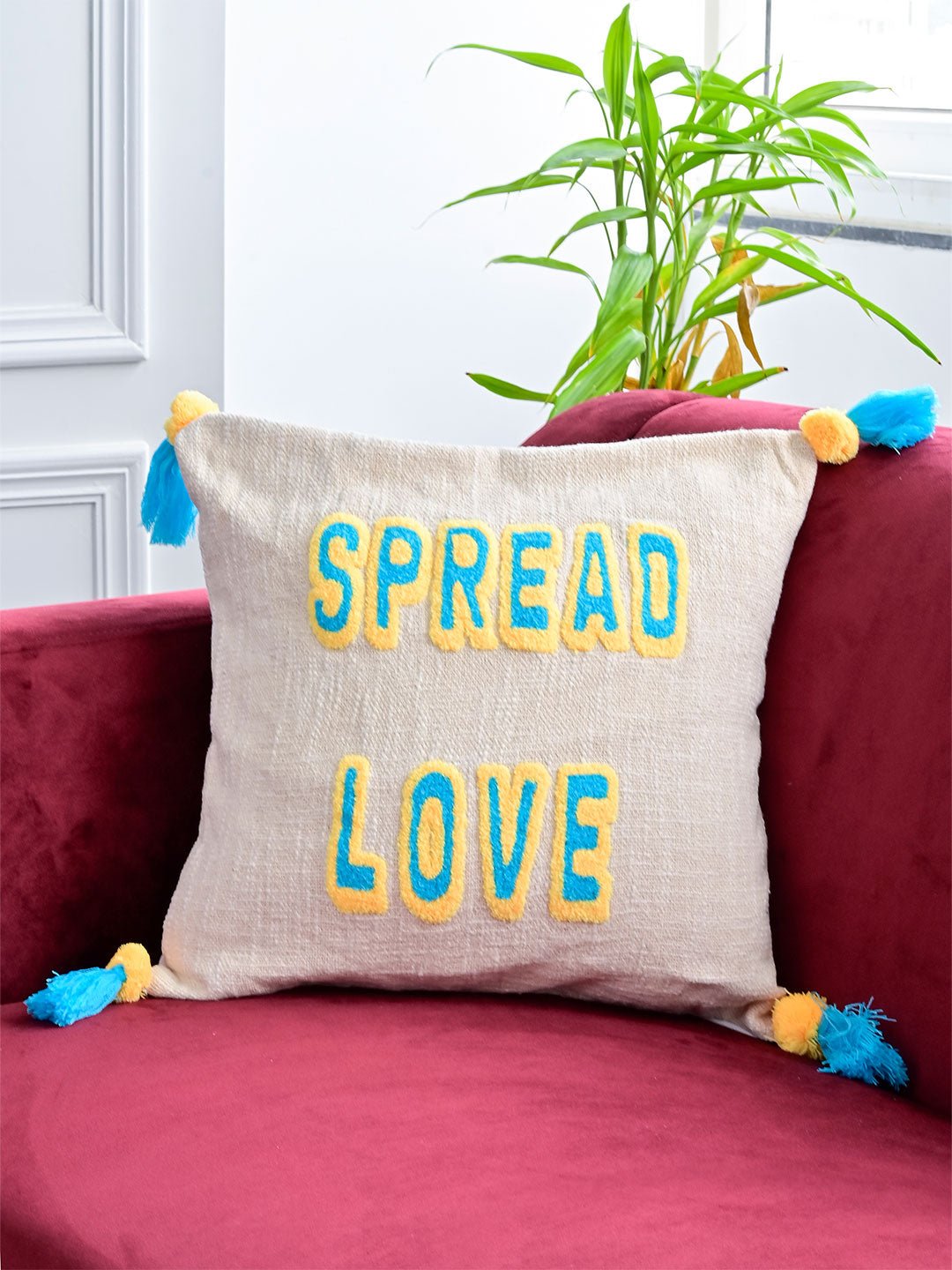 Spread Love Embroidered Cushion Cover Spread Love Embroidered Cushion Cover