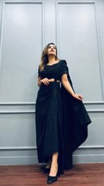 Pre-draped designer & stylish  partwear ready to wear black sarong saree - Image 3