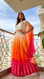 Designer Ombre Lehenga For Haldi /Mehendi/Sangeet outfit