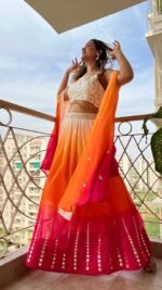 Designer Ombre Lehenga For Haldi /Mehendi/Sangeet outfit - Image 2