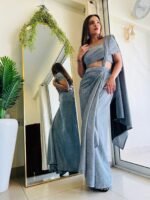 Pre-draped designer & stylish  partwear ready to wear black sarong saree - Image 8