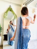 Designer & indowestern  Zara Sequence Ready to wear Pre-draped party wear & wedding wear saree - Image 5