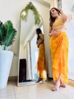 Ready to Wear floral Designer Yellow Saree for women perfect haldi dress for haldi function , wear as haldi outfit - Image 3