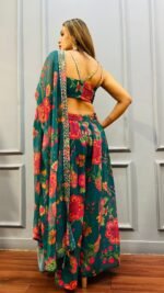 Designer Palazzo Teamed up With Cape Jacket & Crop Top for Wedding ,Mehendi ,Haldi &Sangeet Dress - Image 8