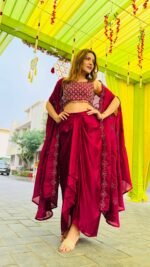 3pc Designer wedding draped dress ,top ,cape jacket teamed up with draped skirt