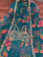 Designer Palazzo Teamed up With Cape Jacket & Crop Top for Wedding ,Mehendi ,Haldi &Sangeet Dress - Image 10