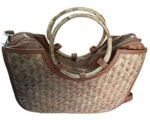 Bamboo and Handle with 2 Zip - Trendy Bamboo Handcrafted Women's Handbag