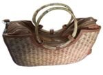 Bamboo and Handle with 2 Zip - Trendy Bamboo Handcrafted Women's Handbag - Image 3