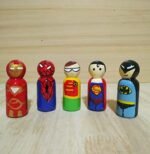 CHANNAPATNA TOYS Peg Dolls Wooden Painted Superheroes Set Pretend Play Figurines - Organic Handmade Play Kit for Kids & Toddlers (2 Years+) - Pack of 5 pcs - Open Ended Toys - Image 3