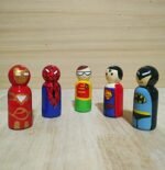 CHANNAPATNA TOYS Peg Dolls Wooden Painted Superheroes Set Pretend Play Figurines - Organic Handmade Play Kit for Kids & Toddlers (2 Years+) - Pack of 5 pcs - Open Ended Toys - Image 5