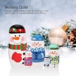 CHANNAPATNA TOYS Wooden Christmas Russian Nesting Dolls Set for Kids (2 Years+) - 6 Inch Multicolor - Set of 5 pcs - Improves Hand Eye Coordination and Fine Motor Skills - Image 2