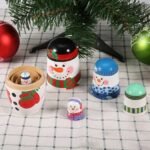 CHANNAPATNA TOYS Wooden Christmas Russian Nesting Dolls Set for Kids (2 Years+) - 6 Inch Multicolor - Set of 5 pcs - Improves Hand Eye Coordination and Fine Motor Skills - Image 3
