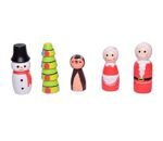 CHANNAPATNA TOYS Wooden Christmas Toys Peg Dolls Family Pretend Play Figurines - Colorful Toys for Kids & Toddlers (2 Years+) - Pack of 5 pcs - Open Ended Toys - Image 2