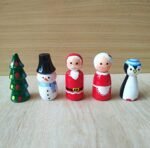 CHANNAPATNA TOYS Wooden Christmas Toys Peg Dolls Family Pretend Play Figurines - Colorful Toys for Kids & Toddlers (2 Years+) - Pack of 5 pcs - Open Ended Toys - Image 3
