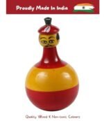 CHANNAPATNA TOYS Wooden Colourful Roly Poly Toy for Baby, Toddlers, Kids(1 Year+) Wobbling Tumbler Toy- Develops Curiosity & Motor Skills, Free Tiger peg Doll - Image 3