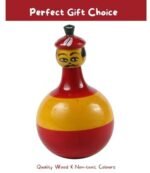 CHANNAPATNA TOYS Wooden Colourful Roly Poly Toy for Baby, Toddlers, Kids(1 Year+) Wobbling Tumbler Toy- Develops Curiosity & Motor Skills, Free Tiger peg Doll - Image 4