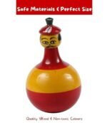 CHANNAPATNA TOYS Wooden Colourful Roly Poly Toy for Baby, Toddlers, Kids(1 Year+) Wobbling Tumbler Toy- Develops Curiosity & Motor Skills, Free Tiger peg Doll - Image 5