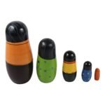 CHANNAPATNA TOYS Wooden Family Russian Nesting Dolls Set for Kids (2 Years+) - 6 Inch Multicolor - Set of 5 pcs - Improves Hand Eye Coordination and Fine Motor Skills - Image 2