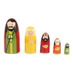 CHANNAPATNA TOYS Wooden Nativity Christmas Russian Nesting Dolls Set for Kids (2 Years+) - 6 Inch Multicolor - Set of 5 pcs - Improves Fine Motor Skills - Image 5