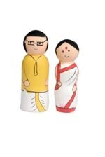 CHANNAPATNA TOYS Wooden Peg Dolls Bengali Couple Non Toxic Colors (2 Years+) - Set of 2 Wooden Dolls | Pretend Play, Open Ended Toys, Improves Childs Creativity - Image 2