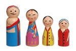 CHANNAPATNA TOYS Wooden Peg Dolls Poojari Family Non Toxic Colors ( 2 Years+) - Set of 4 Wooden Dolls | Pretend Play, Open Ended Toys, Waldorf Inspired - Image 2