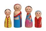 CHANNAPATNA TOYS Wooden Peg Dolls Poojari Family Non Toxic Colors ( 2 Years+) - Set of 4 Wooden Dolls | Pretend Play, Open Ended Toys, Waldorf Inspired - Image 3
