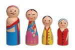 CHANNAPATNA TOYS Wooden Peg Dolls Poojari Family Non Toxic Colors ( 2 Years+) - Set of 4 Wooden Dolls | Pretend Play, Open Ended Toys, Waldorf Inspired - Image 4