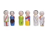 Channapatna Toys Wooden Peg Dolls South Indian Couples Non Toxic Colors (2 Years+) - Set of 6 Wooden Dolls | Pretend Play, Open Ended Toys - Image 2