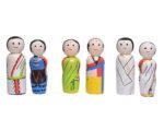 Channapatna Toys Wooden Peg Dolls South Indian Couples Non Toxic Colors (2 Years+) - Set of 6 Wooden Dolls | Pretend Play, Open Ended Toys