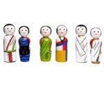 Channapatna Toys Wooden Peg Dolls South Indian Couples Non Toxic Colors (2 Years+) - Set of 6 Wooden Dolls | Pretend Play, Open Ended Toys - Image 3