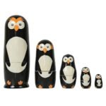 CHANNAPATNA TOYS Wooden Russian Nesting Dolls Penguin Set for Kids (2 Years+) - 6 Inch Multicolor - Set of 5 pcs - Improves Hand Eye Coordination and Fine Motor Skills