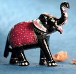 DreamKraft 6 Inch Paper Mache Elephant Action Showpiece For Home Décor-Red(16X14 Cm,6Rele-R)