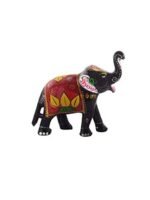 DreamKraft 6 Inch Paper Mache Elephant Action Showpiece For Home Décor-Red(16X14 Cm,6Rele-R) - Image 3