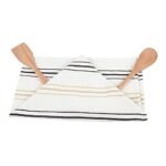 MEERAN ART AND CRAFTS 100% Natural Wooden NEEM Spoon & Spatula with Kitchen Towel - Image 2