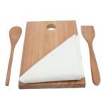 MEERAN ART AND CRAFTS Handmade Non Toxic Foodsafe Natural NEEM Wood Spoons and Cutting Board with Kitchen Towel