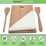 MEERAN ART AND CRAFTS Handmade Non Toxic Foodsafe Natural NEEM Wood Spoons and Cutting Board with Kitchen Towel - Image 3