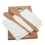 MEERAN ART AND CRAFTS Handmade Non Toxic Foodsafe Natural NEEM Wood Spoons and Cutting Board with Kitchen Towel - Image 5