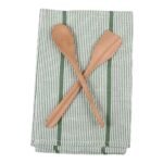 Meeran Art & Crafts Handmade Wooden Cooking Spoons Food Safe with Kitchen Cloth - Set of 3 pcs