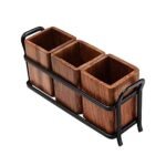 MFS Craft World Knife and Spoon Organiser,Tissue Paper Rack for Dining Table in Wood Material with Black Stylish Iron Stand - Image 3